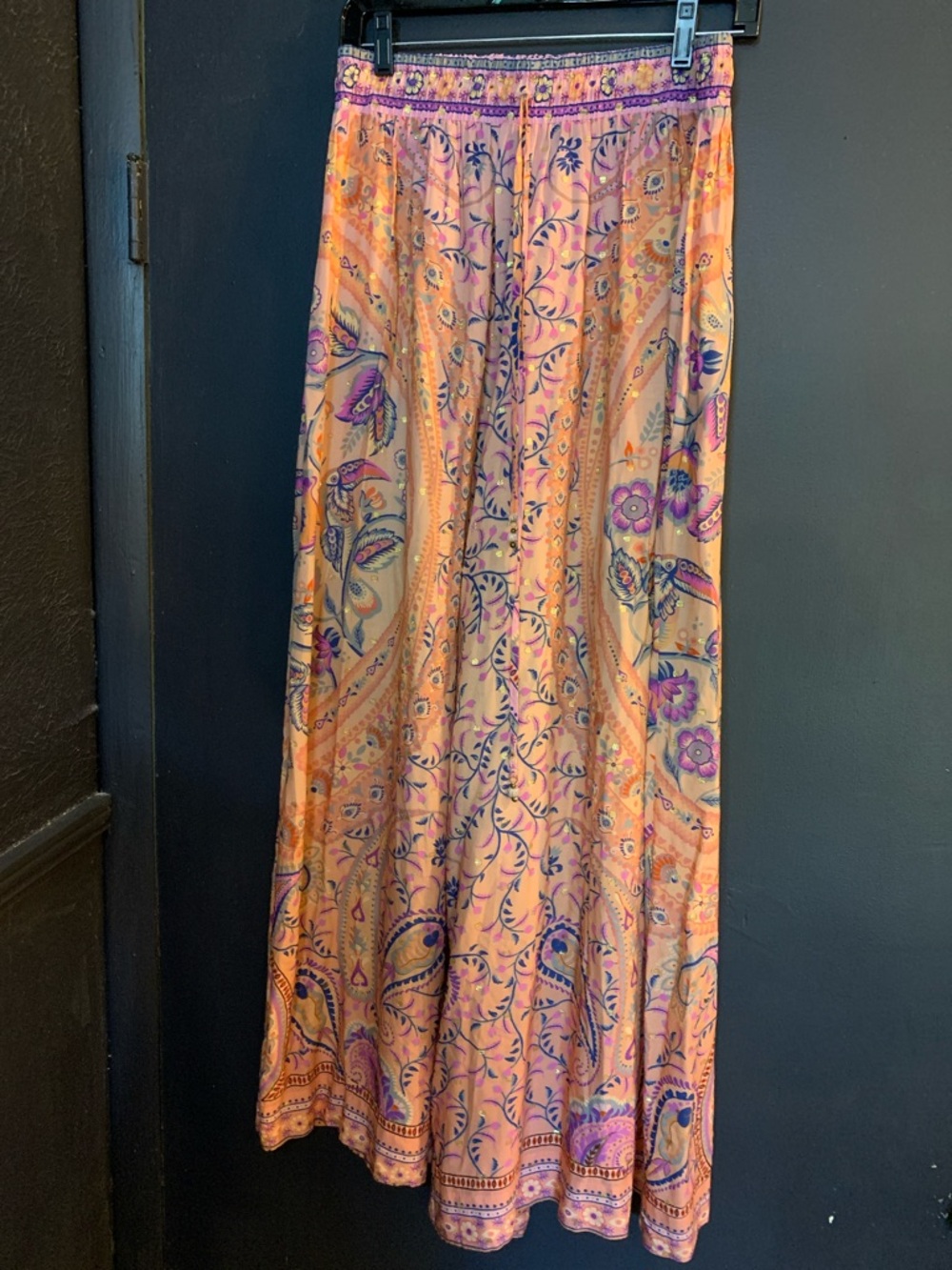 Like New Farm Rio Women's Peach & Purple Wide Leg Drawstring Palazzo Pants